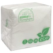 Салфетки бумажные 23x23см белые, 90 листов «Семья и Комфорт» ЭКО (х1/40)